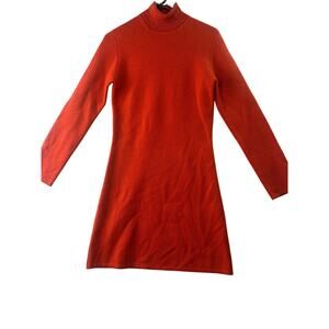 TSE Orange Cashmere Turtleneck Long-Sleeve Dress – S